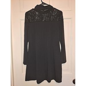 Black long sleeve dress with lace detail size Small